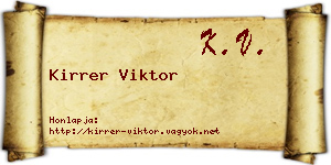 Kirrer Viktor névjegykártya